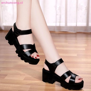 Thick-heeled sandals female 2021 summer new mother shoes mid-heel platform slope with platform platform high heels (3)