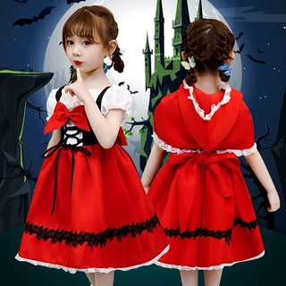 Disfraz de halloween para niños niñas pequeño rojo campana de equitación disfraz de Cosplay mascarada bola color 10 13