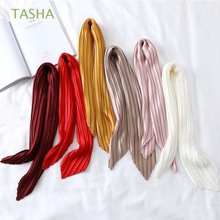 TASHA elegante bufanda de seda nuevo cuello lazo cuadrado bufanda plisada otoño invierno moda verano cuadrado mujeres bufanda/Multicolor