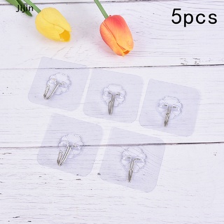 [Jijin] 5pc Reusable Waterproof Transparent No Trace Seamless Wall Kitchen Bathroom Hook .