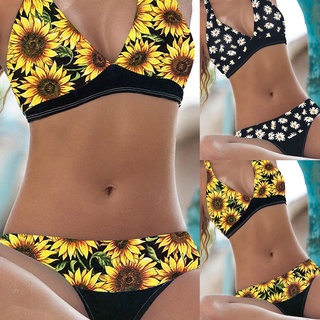 mujer moda verano sexy impreso v-cuello halter bikini playa trajes de baño