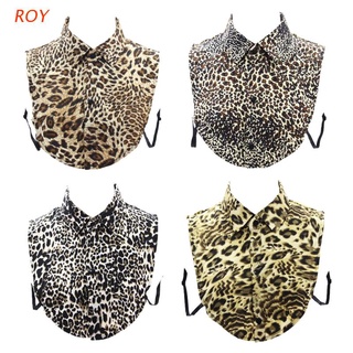 roy mujer leopardo animal impresión media camisa desmontable solapa falso collar dickey