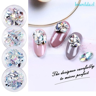 brunilda mujeres uñas arte cristal glitter manicura accesorios 3d uñas arte decoración de fondo plano vidrio diferente tamaño diamante diamantes de imitación diy arte de uñas