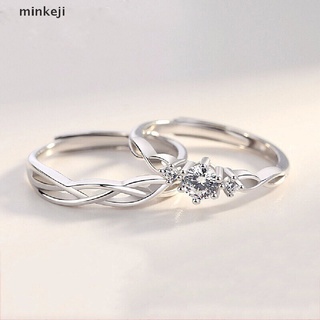 keji 1 par anillo de pareja de diamantes cristal boda compromiso joyería anillos ajustables.