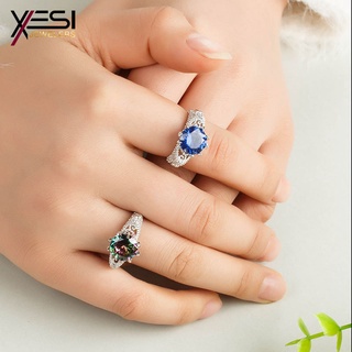 XESI Venta caliente popular colorido anillo de cristal de piedras preciosas mujer con incrustaciones de circón clásico anillo de cola simple anillo de dedo índice
