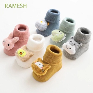 RAMESH Girls Baby Socks Toddler Non-Slip Sole Newborn Floor Socks Cute 1-3 Years old Stereo Doll Infant Cotton Autumn Winter Cartoon/Multicolor
