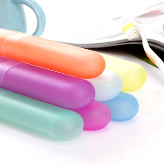 soporte de cepillo de dientes organizador de plástico caso de color aleatorio portátil de viaje (9)