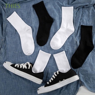 thies moda skateboard calcetines harajuku de punto hosiery deportes calcetines parejas unisex calcetines personalidad casual algodón negro blanco colores sólidos/multicolor
