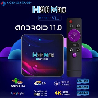 Lonngzhuan H96 Max V11 4gb + 32/64gb reproductor multimedia Bluetooth 4k 2.4g/5.8g Dupla Wifi Smart Tv Box Set Top Box