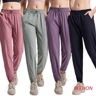 beehon mujeres cintura alta cordón pantalones de chándal salón yoga entrenamiento suelto jogger pantalones activos running deporte cónico pantalones con bolsillos