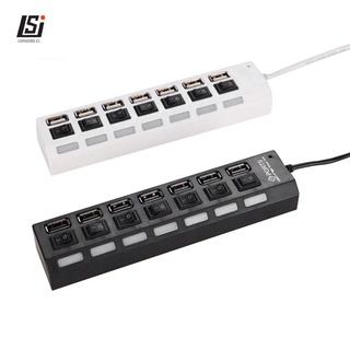 7 puertos USB 2.0 adaptador Multi-interface Hub independiente interruptor indicador de luz (4)