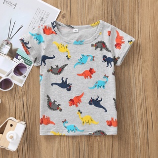 camiseta de manga corta con estampado de dinosaurio para niños