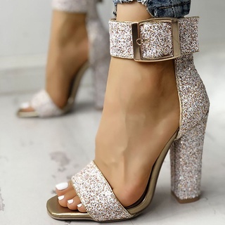mujeres señoras moda tacones altos dedo del pie abierto correa de tobillo vestido de fiesta zapatos sandalias
