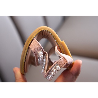 2021 verano nueva mujer bebé perla sandalias niñas elástico princesa zapatos suave Soled Roman zapatos Flash diamante (9)