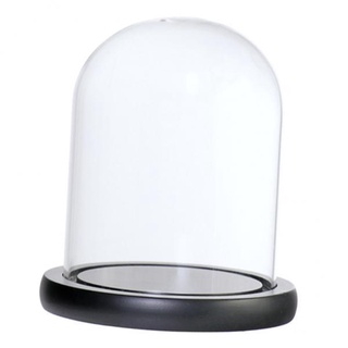 [GAZECHIMP] 3xglass Dome Cloche con Base de madera flor paisaje cubierta negro C