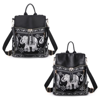 LU Fashion Shoulder Bag Women Backpack Elephant-Print Travel Rucksack Hand Bag Girls Daypack