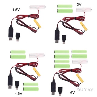 bes 2in1 usb/tipo c alimentación convertir a aa + aaa eliminador de batería reemplazar 1 a 4pcs lr6 lr03 cable de fuente de alimentación de la batería para juguetes de luz led y más