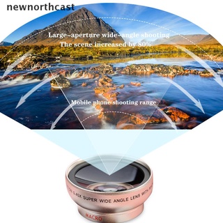 [newnorthcast] kit de lente de cámara universal 2 en 1 con clip de ojo de pez macro para celular