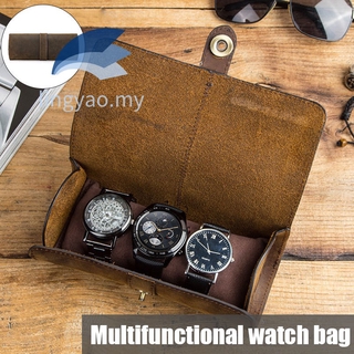 rollo de reloj caja de exhibición de cuero de viaje caso del reloj de pulsera relojes bolsa de almacenamiento