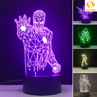 Sl 3D LED luz de noche lámpara Marvel 16 Color 3D luz de noche Control remoto lámparas de mesa juguetes para niños decoración del hogar