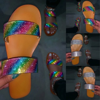 [QSDALEN] sandalias de verano para mujer sandalias de cristal romano pisos zapatillas Casual zapatos de playa