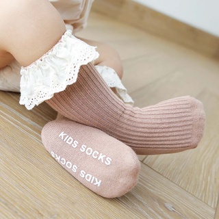 taisha 0-3 años de edad calcetines de bebé colorido encaje calcetines de algodón lindo niños suaves niños niños niña rodilla alta/multicolor (6)