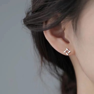 1 Pair 100% Sterling S925 Silver Studs Earrings Geometric Triangle Quadrangular Earring
