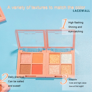 Lacewall 6g Eyeshadow Palette Long Lasting Non-smudge Beauty Accessory 4 Colors Shiny Matte Eye Pigment Eye Shadow Pallete for Girl (8)