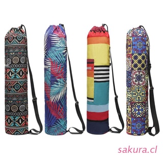 sakura Yoga Mat Bag Carry Durable Canvas Floral Printed Yoga Backpack Adjustable Strap