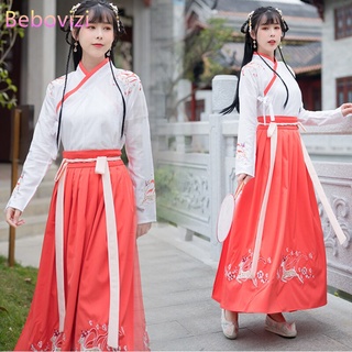 Las mujeres blanco naranja hadas chino tradicional Hanfu disfraz nuevo estilo señora Han dinastía vestido bordado Tang Folk danza ropa