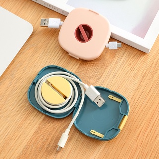 Portátil Manual giratorio Cable de datos enrollador caja de almacenamiento/carga USB auriculares plástico titular organizador (1)