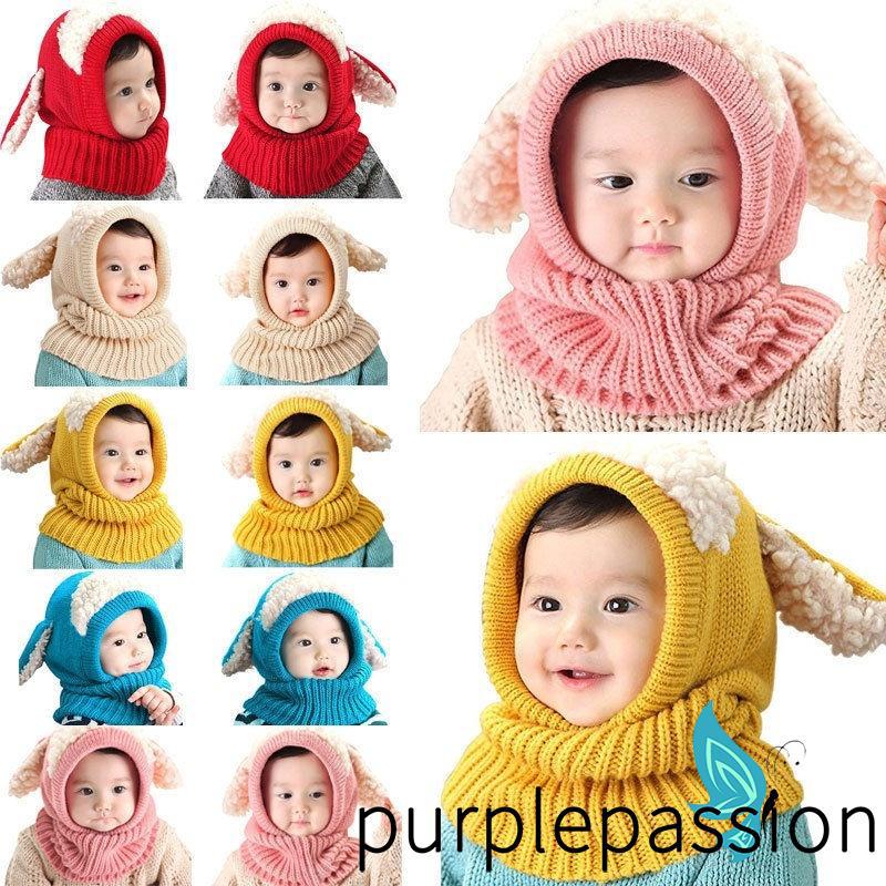 YO.-gorro de invierno para niñas/gorro cálido con capucha/bufanda de punto para bebé/bebé