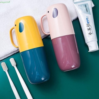 Elegante cuarto de baño cepillo de dientes caso de viaje contenedores de almacenamiento de pasta de dientes cubierta de niños adultos portátil de dibujos animados Camping elefante caja taza