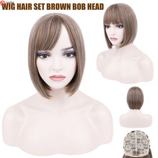 pelucas cortas cortas de color marrón con hebilla ajustable transpirable para cabello para mujer parte cosplay accesorios