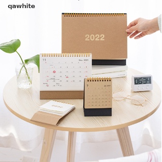 qawhite 2022 año simple color sólido mini papel de escritorio simple calendario agenda organizador cl