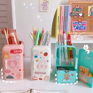Kawaii refrigerador pluma titular de escritorio maquillaje lápiz bolígrafos caja de almacenamiento creativo papelería escolar (2)
