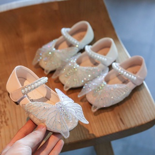 Iu sandalias de niña zapatos de princesa dulce versátil cristal perla mariposa zapatos