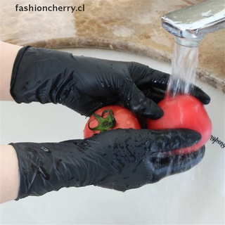 【cherry】 100pcs Disposable Nitrile Gloves Work Kitchen Food Waterproof Clean Gloves Black 【CL】