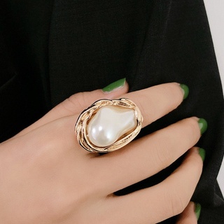 anillo de perla de las mujeres de la moda abierta anillo ajustable