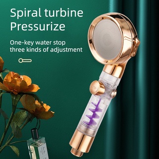 3 modos ajustable espiral turboalimentado de alta presión ahorro de agua Spray cabezal de ducha