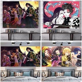 Tapiz de pared arte decoración del hogar tapiz arte vivo colgante de pared de tela de Anime de dibujos animados Demon Slayer