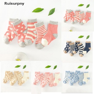[Ruisurpny] 5 Pairs Baby Boy Girl Cotton Cartoon Socks NewBorn Infant Toddler Kids Soft Sock Hot Sale