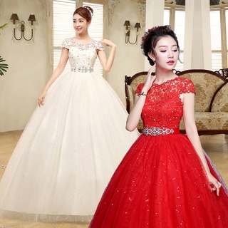 mujeres embarazadas vestido de novia 2021 nueva novia coreana rojo vestido de novia simple limpio vestido de novia versión coreana alta wai