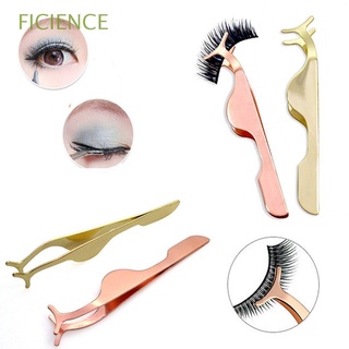 FICIENCE Women Fashion False Eyelashes Tweezers Makeup Tool Auxiliary Clip Fake Lash Extension Nipper Remover Applicator Rose Gold Multi-functional Stainless Steel/Multicolor