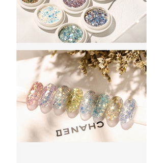 8 colores uñas arte Glitter lentejuelas forma mixta copos UV Gel esmalte polvo brillante polvo 3D DIY decoraciones encanto (4)
