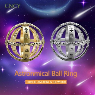 gncy chic anillo de bola astronómica para amantes del universo regalos anillos de dedo pareja joyería creativa cósmica moda giratoria Caparazón/multicolor