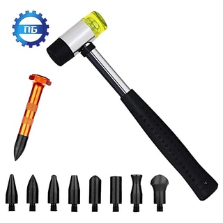 10 piezas de herramientas de reparación de abolladuras sin pintura para carro con cabeza de golpe hacia abajo, kit de herramientas de reparación de abolladuras (1)