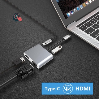 4 en 1 Type-C a HDMI 4K VGA USB3.0 Audio Video adaptador PD cargador rápido