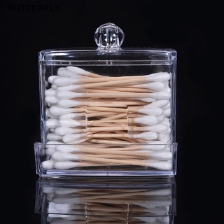 [mariposa] Hisopos de algodón acrílico caja de almacenamiento portátil transparente maquillaje algodón