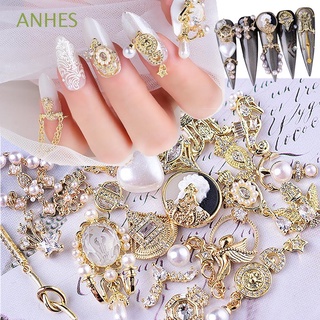 ANHES DIY Nail Rhinestones Shiny Nail Art Decorations 3D Nail Zircon Pearl Charms Luxury Phototherapy Extension Manicure Crystals Nail Art Jewelry